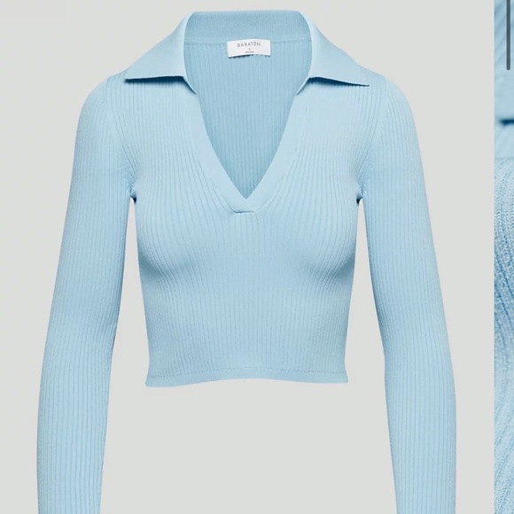 Aritzia Tops - NWOT Aritzia Babaton Sculpt Knit Polo Longsleeve in Dream Blue XS